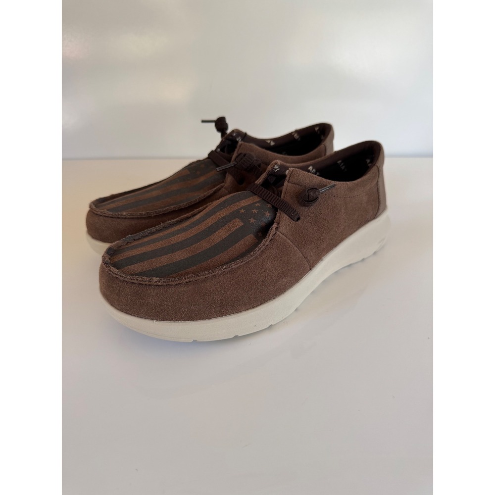 Ariat Hilo Brown Bomber Suede American Flag Men Shoes 10050974 Size 9.5 D